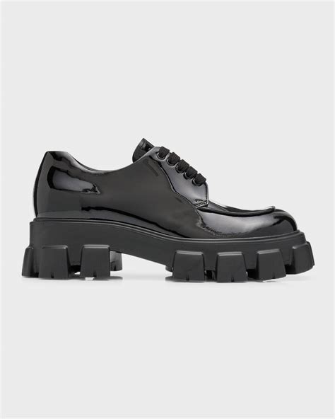 prada monolith patent leather derby shoes|Prada Derby Shoes for Men .